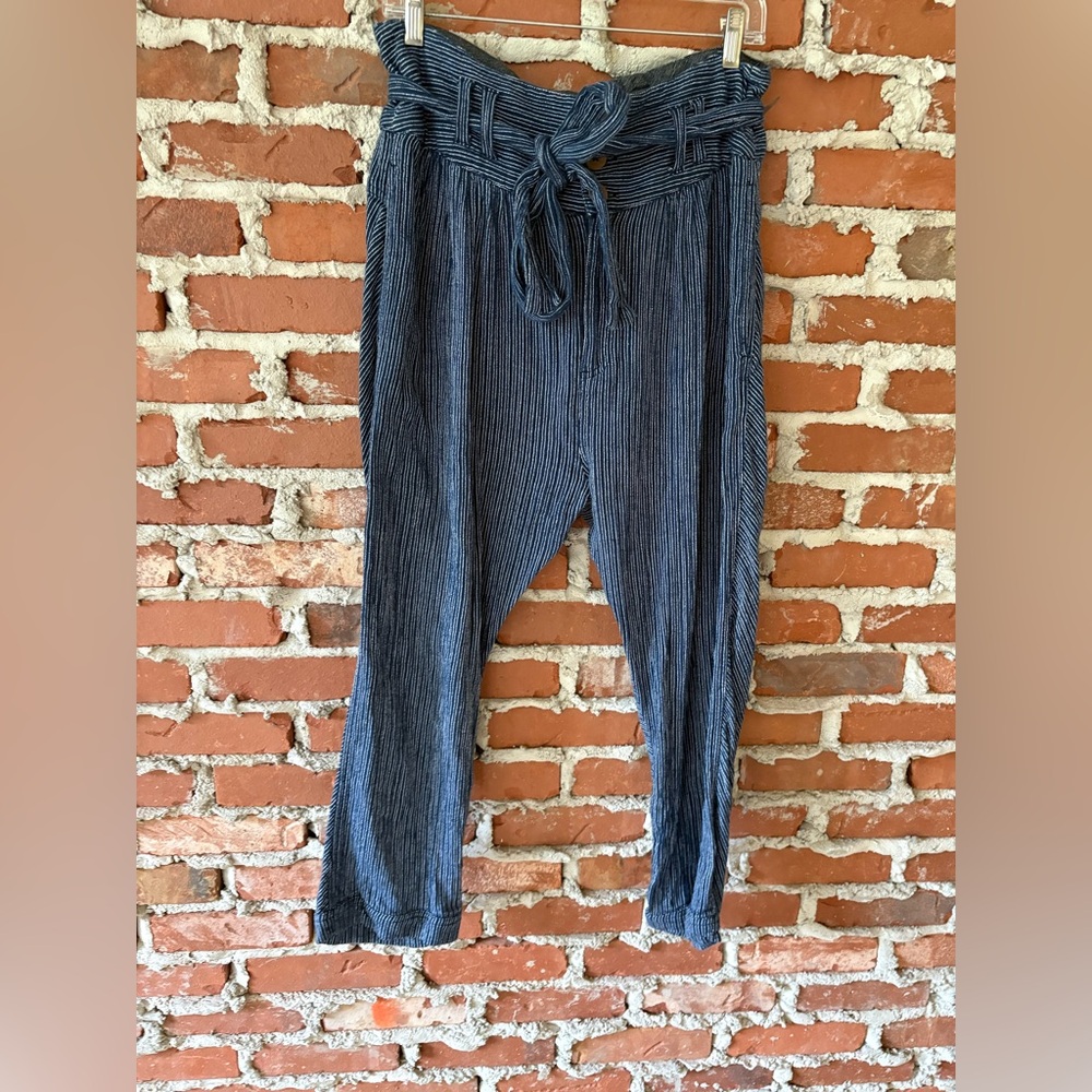 Free People Tie Front Pin Stripe Pants size 10